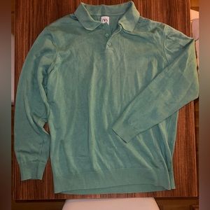 Large Green Zara Collared Longsleeve Shirt